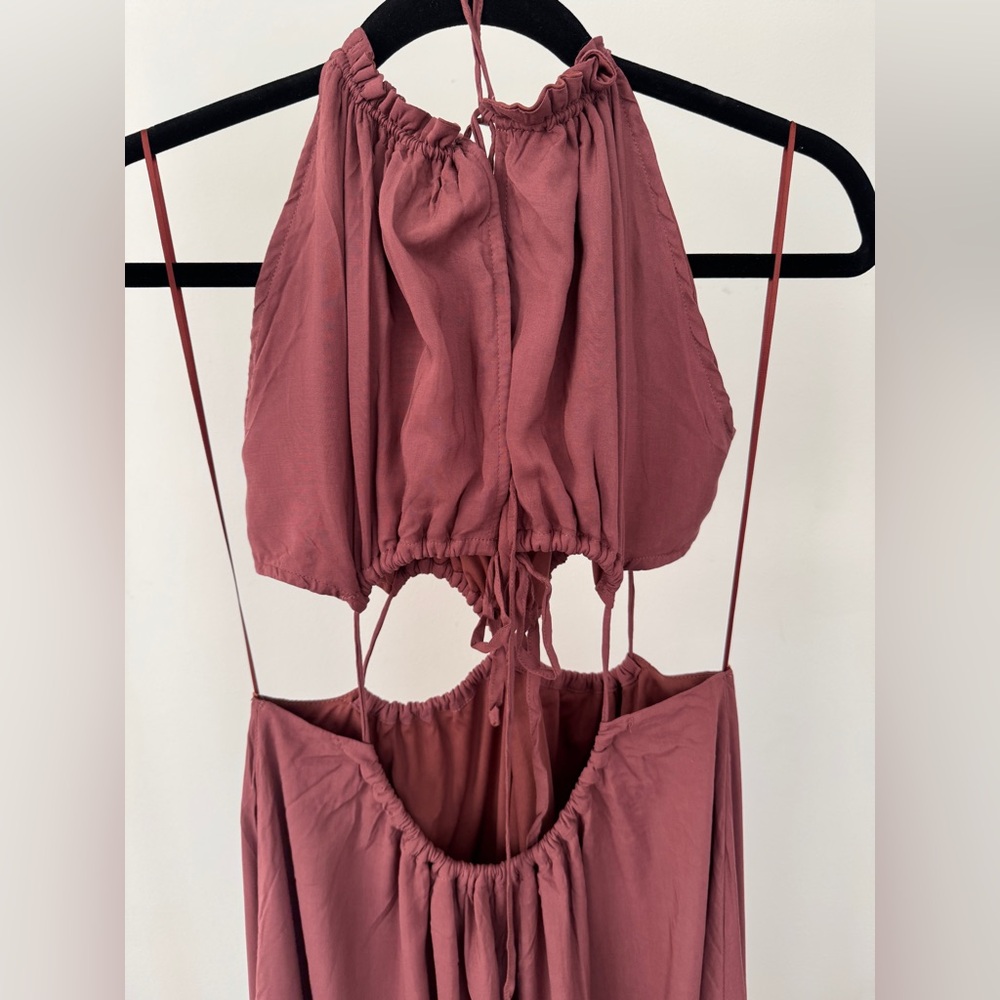 Dusty Brick Maxi Cut Out Dress - Picture 7 of 10